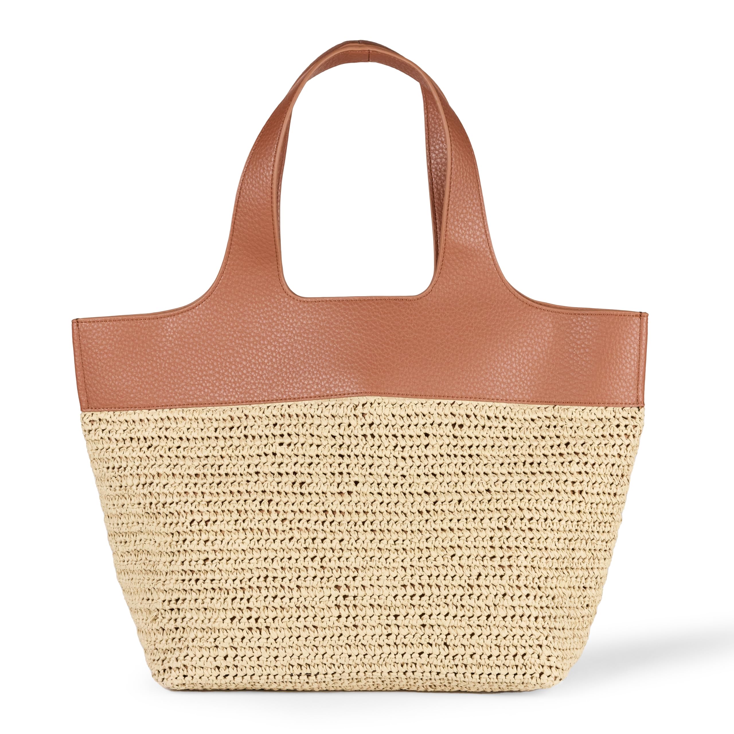 Amazon Essentials Women's Oversized Tote Bag, Brown Raffia, One Size