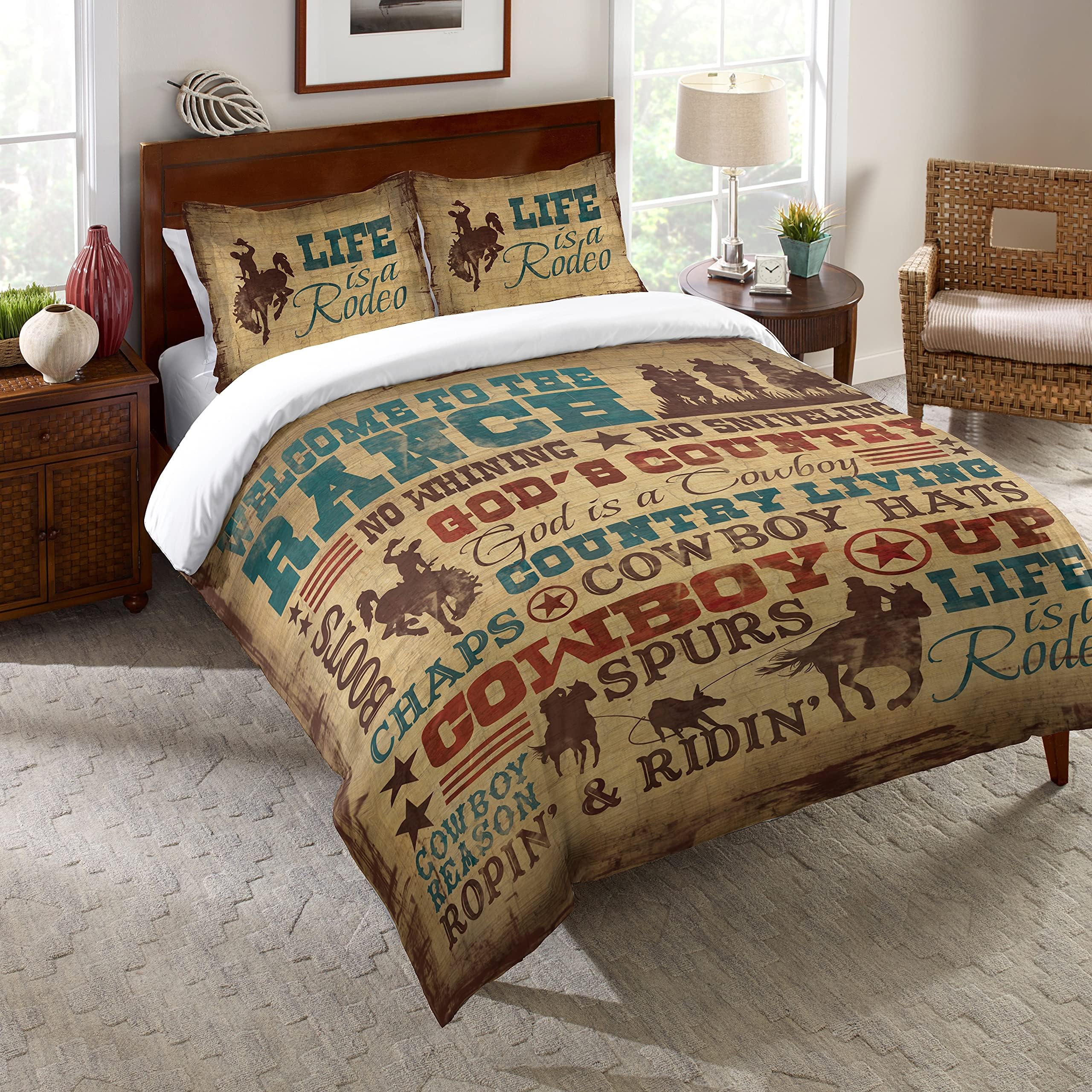 Laural Home Rodeo Words Comforter Queen