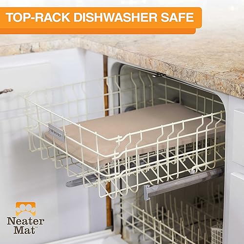 Miniatura 7 de Neater Pet Brands Neater Mat - Tapete de silicona impermeable para cuencos para mascotas, protege los suelos de alimentos y agua (capuchino,