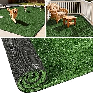 TOOKOO Artificial Grass Outdoor Rug - 6FT x 9FT Fake Grass for Dogs - Patio Balcony Turf Mat - 20mm Pile Height with Drain Hole