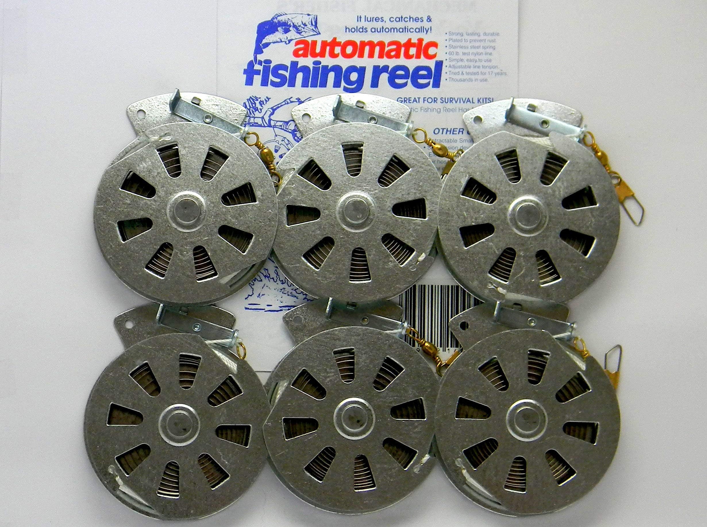 6 Mechanical Fisher's Yo Yo Fishing Reels -Package of 1/2 Dozen- Yoyo Fish Trap -(Flat Trigger Model)