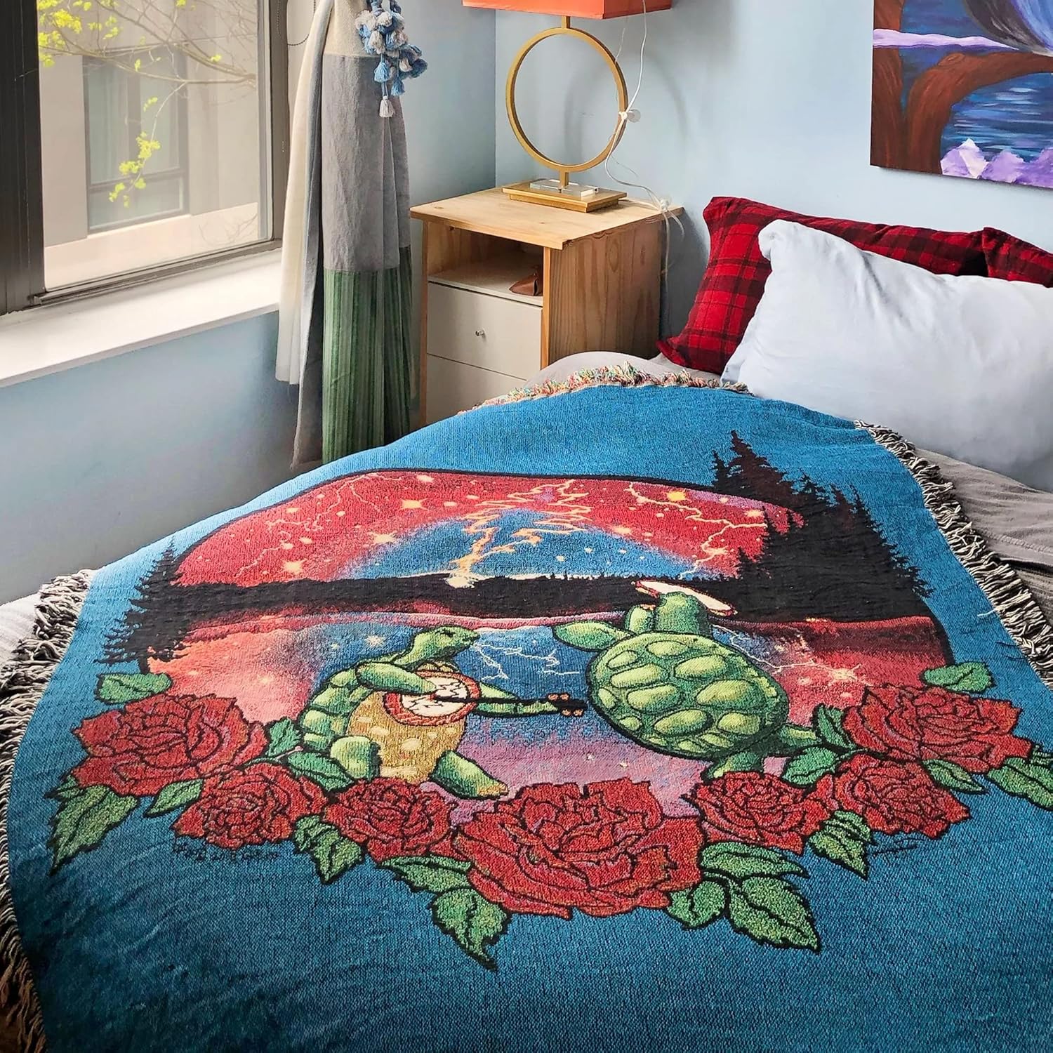 Little Hippie Terrapin Lake Woven Cotton Blanket Aqua 53" x 69"