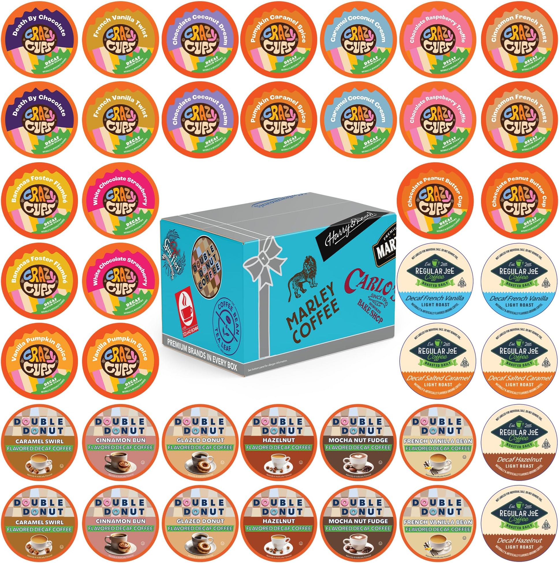 Flavored Decaf Coffee Pods Variety Pack, Great Mix of Decaffeinated Coffee Pods Compatible with all Keurig K Cups Brewers, 40 Count Bulk Pack