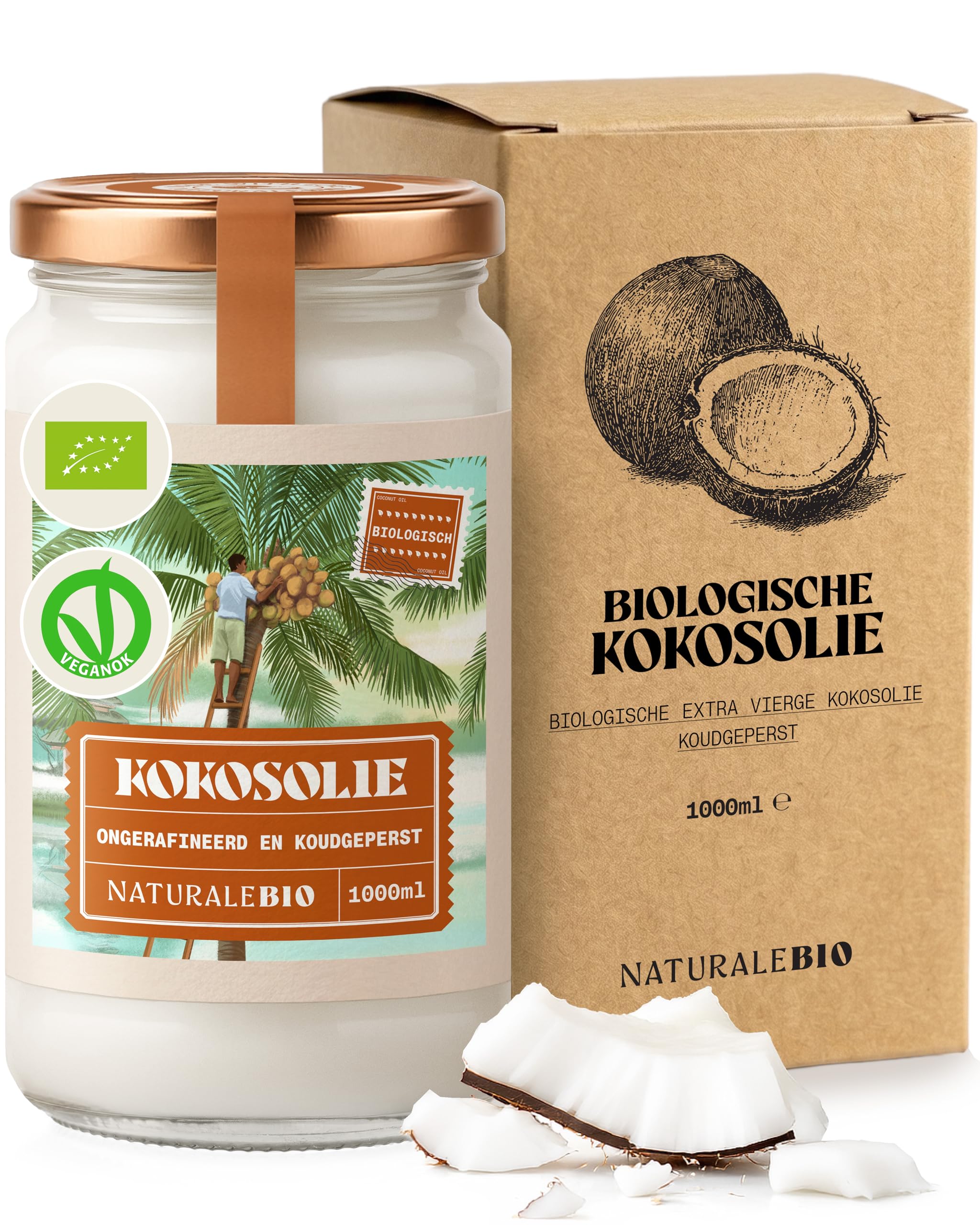 NaturaleBio Organic Coconut Oil Extra Virgin 1000ml | Cold Pressed