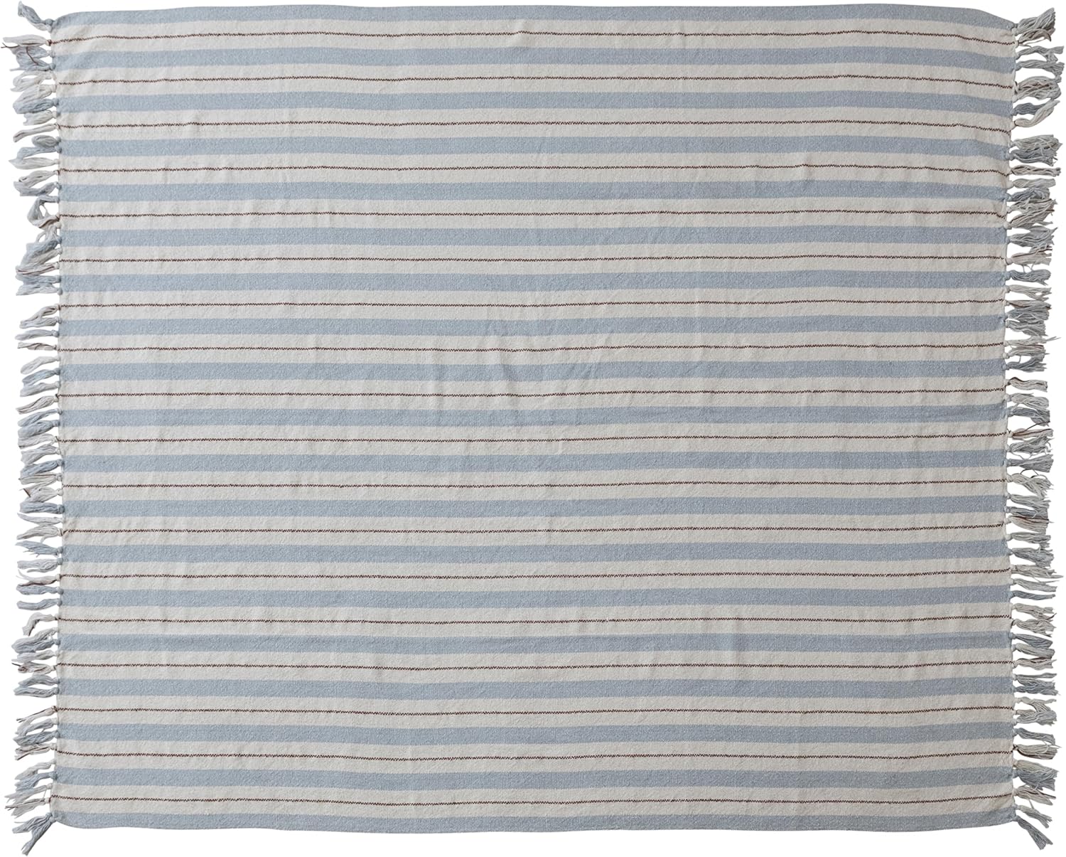 Creative Co-Op Woven Cotton Blend Striped Throw with Fringe, Multicolor