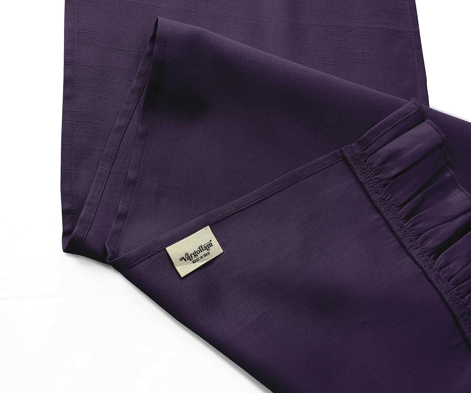 Purple Home Decor Cotton Slub Fabric Solid Double Frill Table Runner Table Decor-14 x 108 Inch