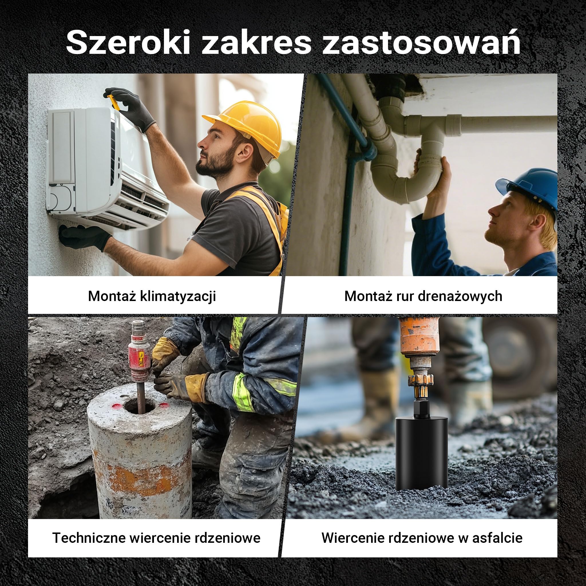 Wiltec Wiertło diamentowe koronowe typu Mesh Ø 152 mm o długości 450 mm, 1¼ UNC, do wiercenia w betonie, kafelkach, kamienia i granitu