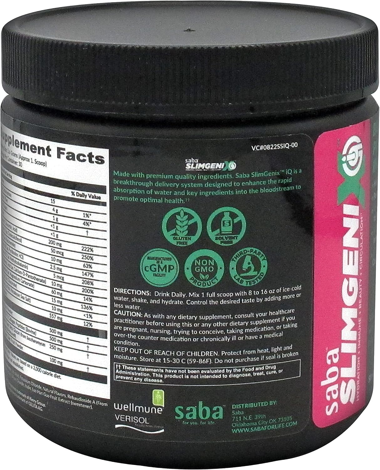 Saba SlimGenix IQ | 4-in-1 Optimizing Drink Mix | Berry Lemonade Flavor | Hydration + Immune Support + Circulation + Beauty | 30 Servings |