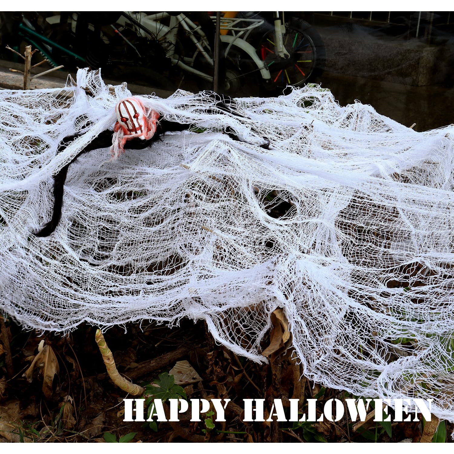 YuSaug Halloween Creepy Cloth, 8Pcs 30 x 72 Inch Scary Spooky Cloth Creepy Gauze with 12 bat Stickers - Image 4