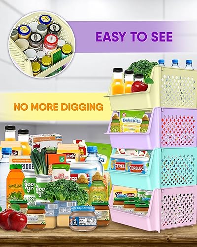 Miniatura 6 de Skywin Contenedores de almacenamiento apilables grandes para despensa, contenedores apilables para organizar alimentos, cocina y baño (multicolor,