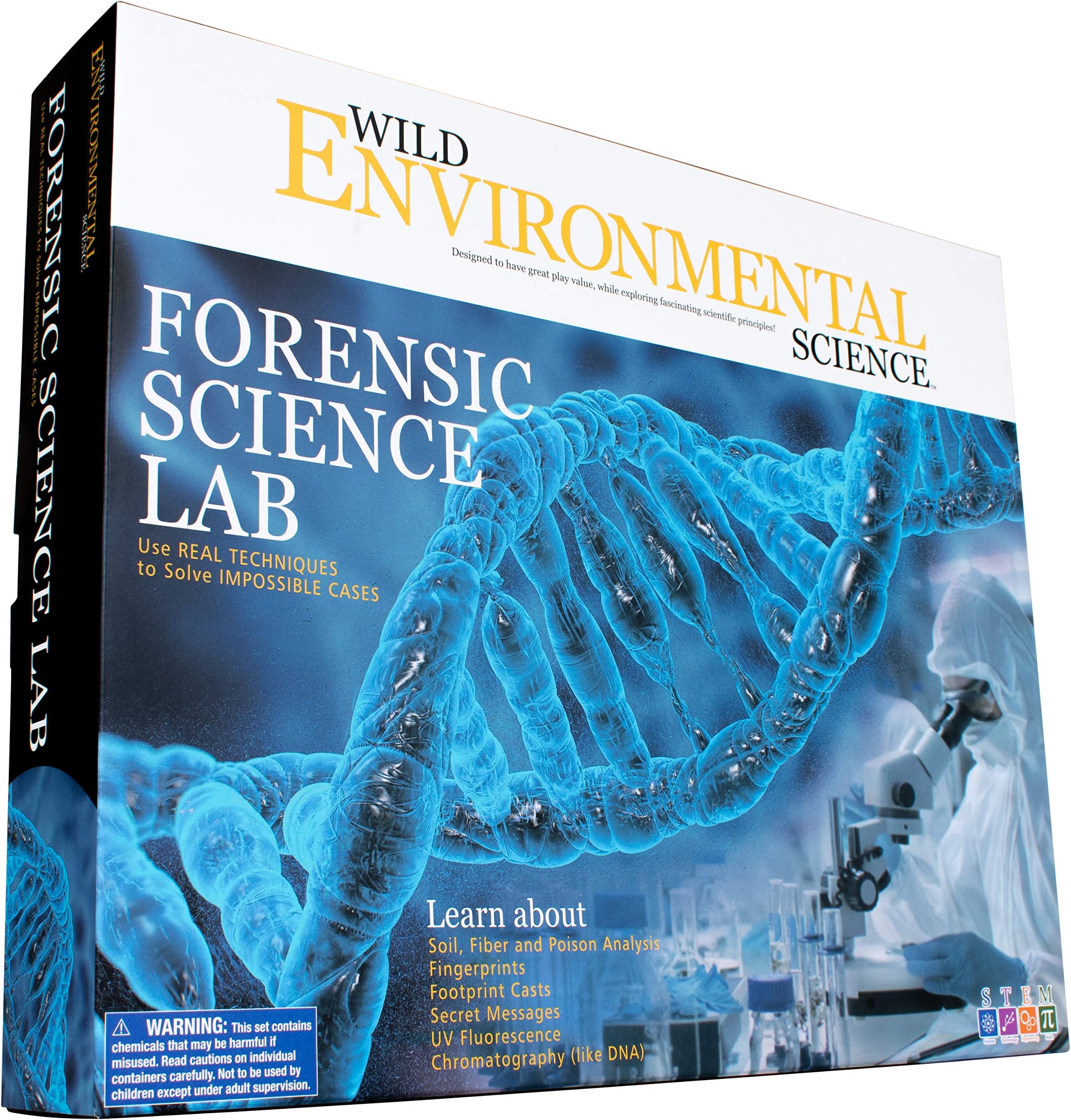 WILD ENVIRONMENTAL SCIENCE Forensic Science Lab - Crime Scene Science Kit - Ages 8+ - Examine Crime Scenes and Learn Real Forensic Biology