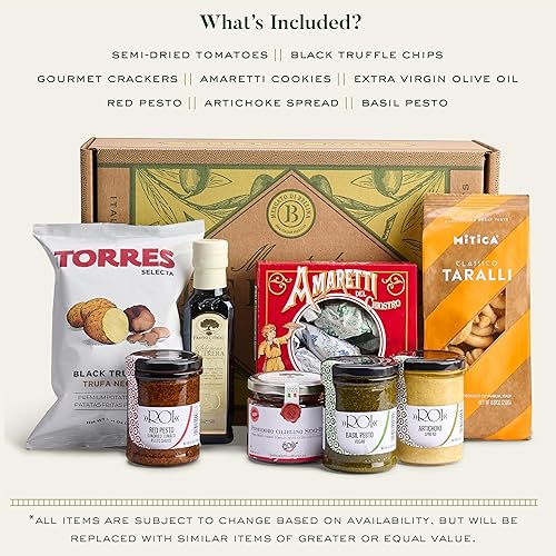 Miniatura 3 de Bellina - Cesta de regalo italiana gourmet Happy Hour italiana, cesta de regalo de embutidos, perfecta para aniversario o una canasta de regalo de