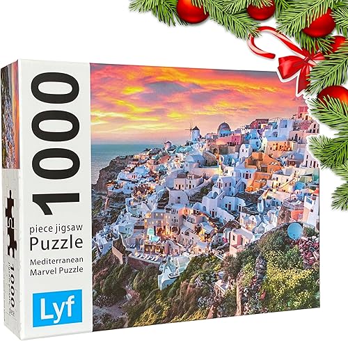 Miniatura 2 de Lyf Rompecabezas de 1000 piezas  Mediterráneo Marvel Series 02 Santorini Grecia rompecabezas de calidad premium para adultos 1000 piezas tamaño