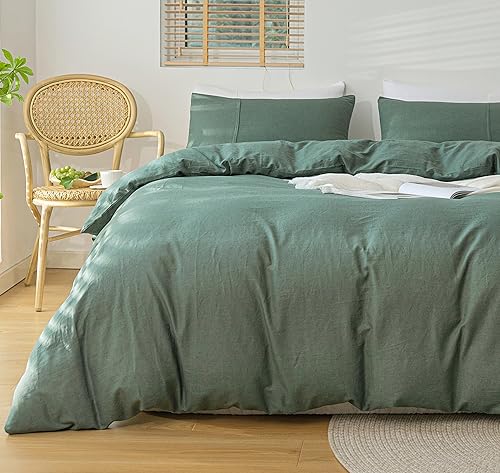 Funda de edredón 100% de lino, tamaño Queen, lino francés natural puro, suave, cómodo, transpirable, duradero, juego de ropa de cama de 3 piezas con