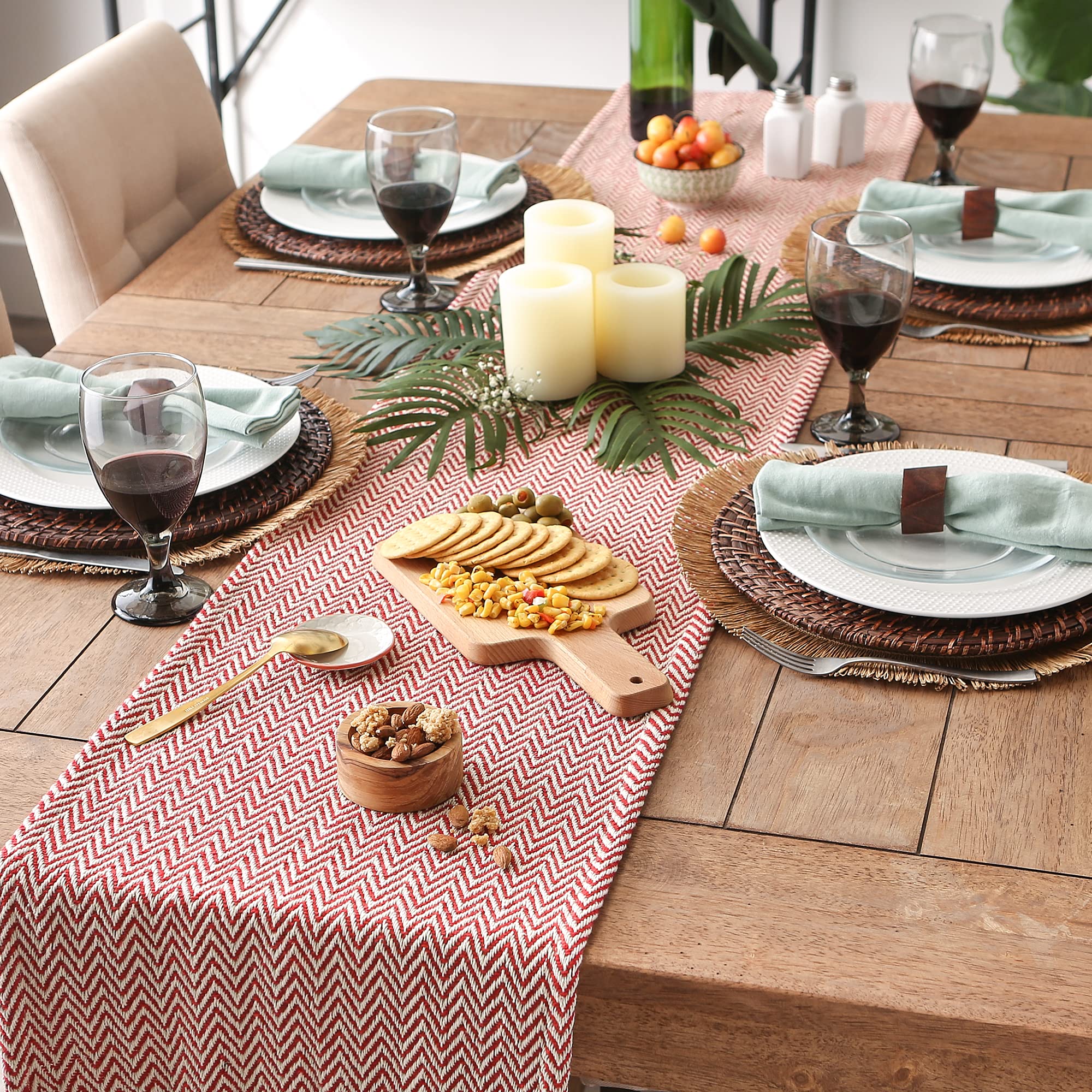 DII Woven Basic Tabletop Collection, Chevron Table Runner, 15x72, Barn Red, 15x72" - Image 3