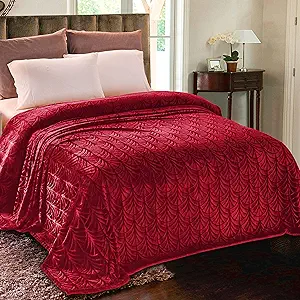 Whale Flotilla Flannel Fleece Twin Size Blanket for Bed, Soft Fluffy Velvet Bedspread Coverlet with Decorative Vintage Pattern for All Season, Warm and Lightweight, 60x80 Inch, Red