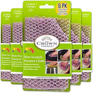 Heavy Duty Non-Scratch Dish Scrubber for Cleaning Dishes and Pot Cleaning (12Pcs) - Use as Dishwashing Pot Scrubbers, Pan Cleaner, All Purpose Scrubbing - No Odor Like Kitchen Sponges - Korea Made
