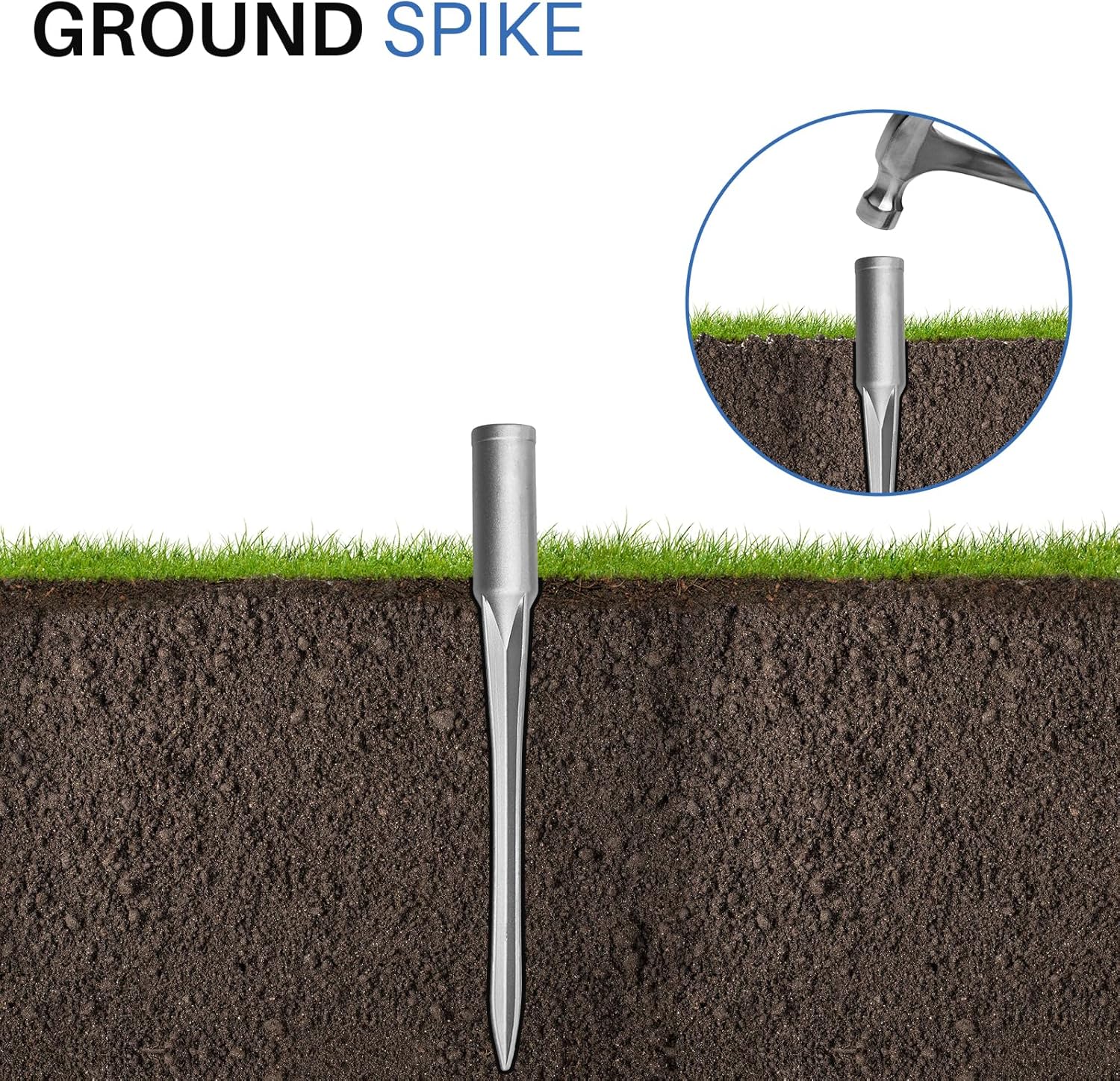 ECOOPTS 5 Pack Aluminum Fence Post Anchor Ground Spike, 1-5/16" Inner Diameter Round Pole Sleeves for Backyards Gardens Yards Porches Grass Clay Dirt - Image 4