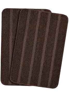 SARAL HOME EASY LIVING Microfiber Soft Anti Slip Door Mat|Bath Mat Set of 2 (Brown, 35X50 cm), Rectangular - image, photos
