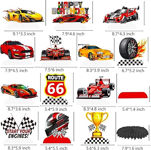 Miniatura 2 de C L cooper life Centros de mesa de cumpleaños de autos de carreras para niños, decoraciones de carreras de autos para carreras, suministros de