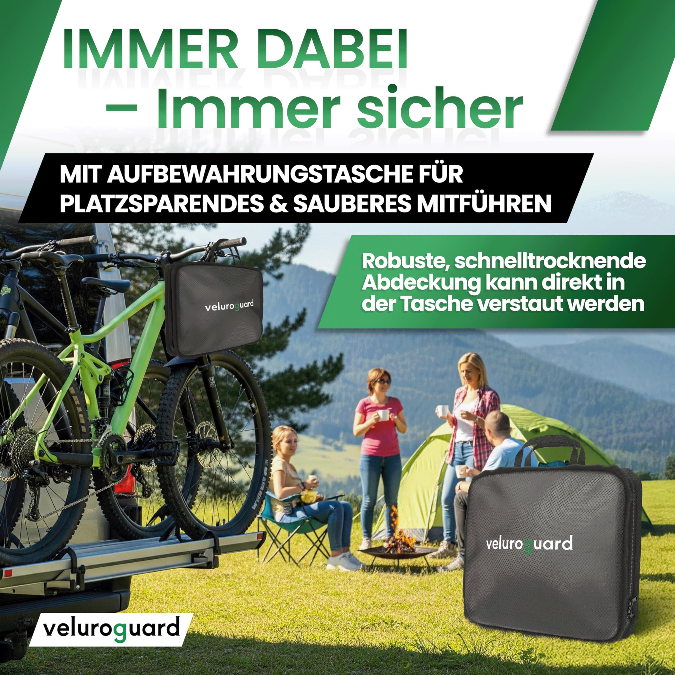 Fahrradabdeckung wasserdicht, reißfest & robust I Fahrrad Abdeckplane inkl. Tasche - Transportschutz für 1 Fahrrad bis 28" I Fahrradabdeckung Heckträger - Ideal für E-Bike, Rennrad & Mehr