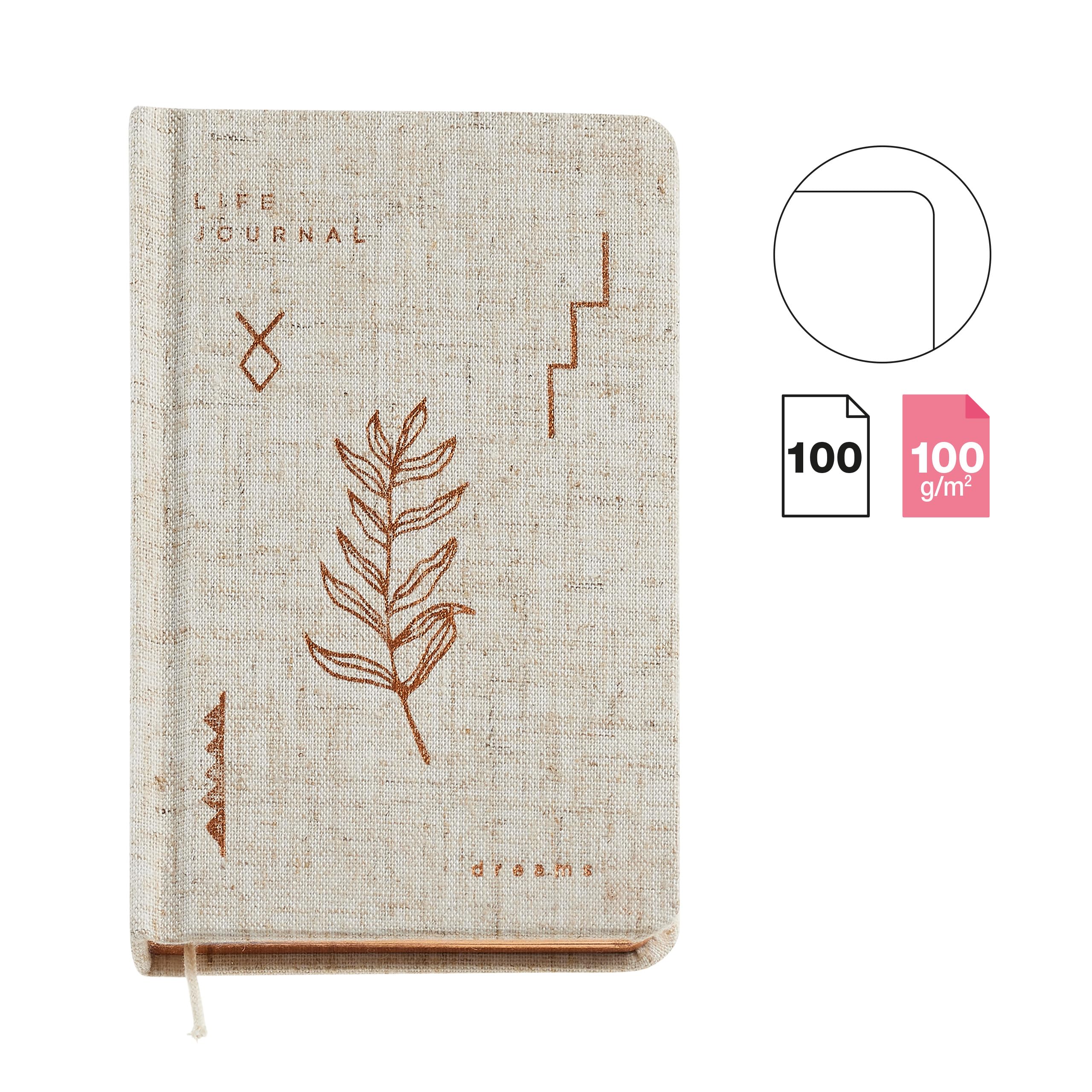 Miquelrius, Notebook logbook (92 x 144 mm), 100 plain white sheets, cardboard cover lined with linen - Image 2
