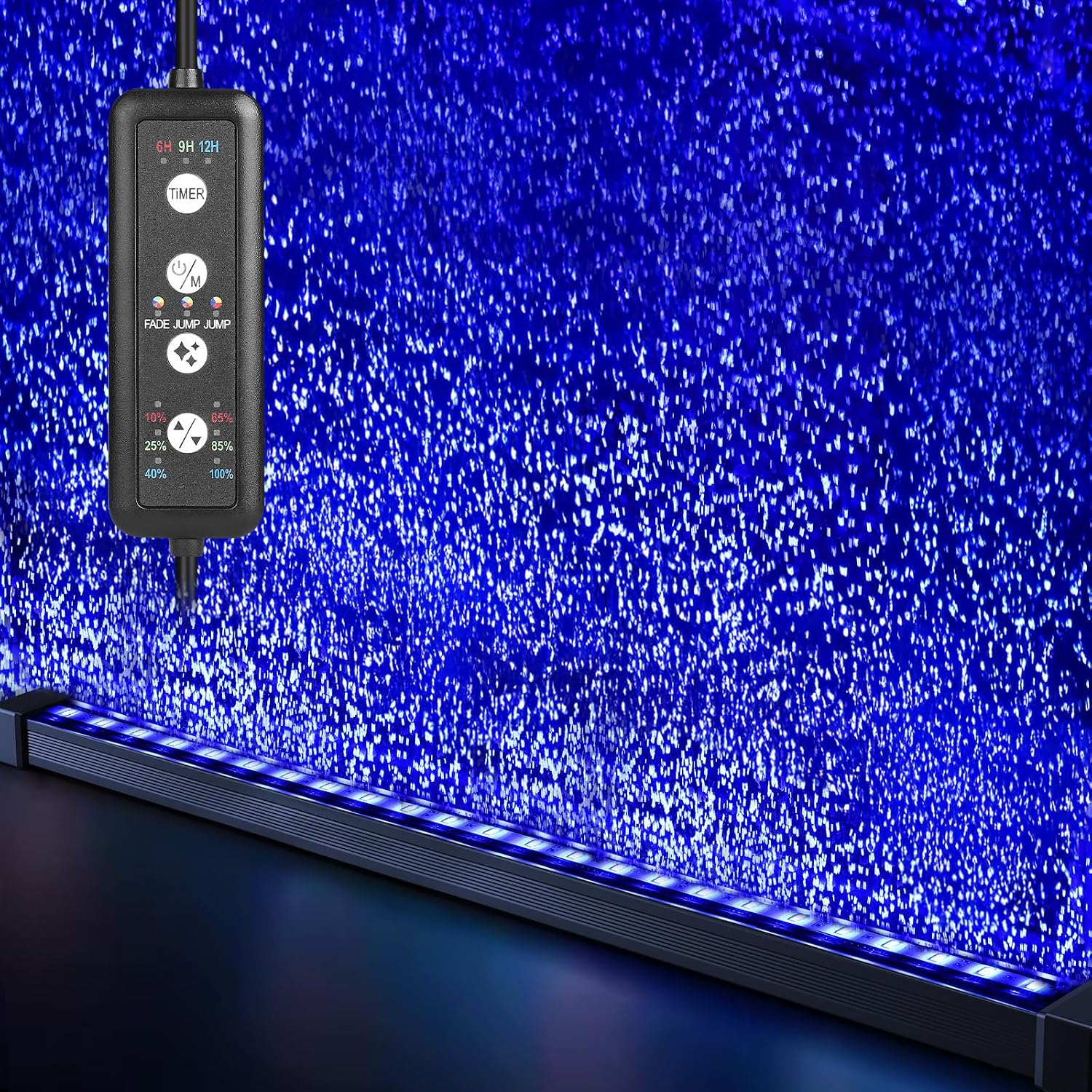 fishkeeper Submersible Fish Tank Light with Air Bubble Hole, for 34"+ Tank | DIY Color & Brightness & Timer, IP68 Waterproof Aquarium Bubble Light for Fish Tank Accessories, Bubbler Wall (without Pump)