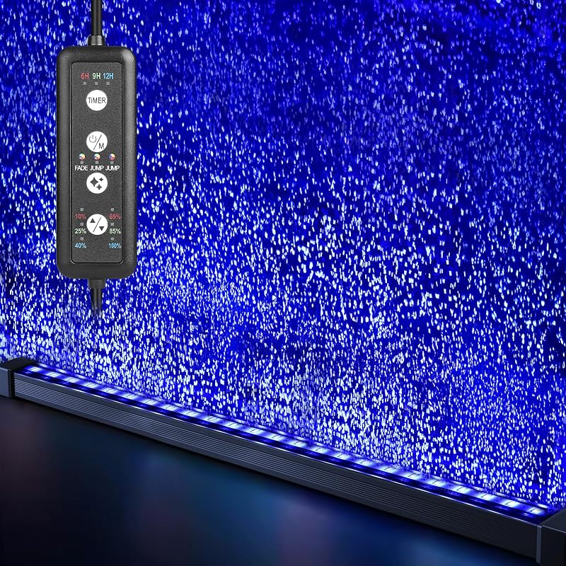 Barra de Bolhas com Luz LED para Aquário fishkeeper, IP68, Cores Ajustáveis e Temporizador, 80,98 cm