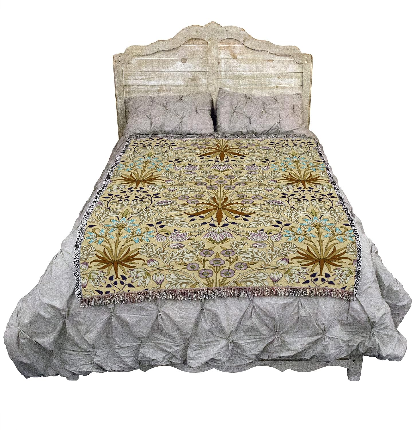Pure Country Weavers William Morris Hyacinth Mauve Blanket - Arts & Crafts - Gift Tapestry Throw Woven from Cotton - Made in the USA (72x54)