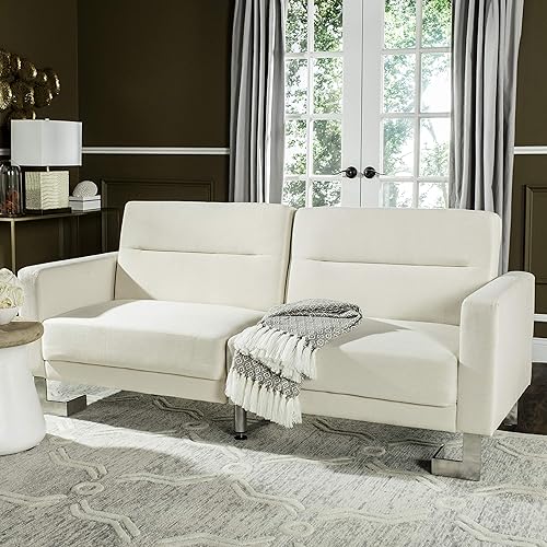 Miniatura 15 de Safavieh Inicio Tribeca Glam Sofá cama plegable de terciopelo azul marino y latón Azul marino/latón,Rubor /