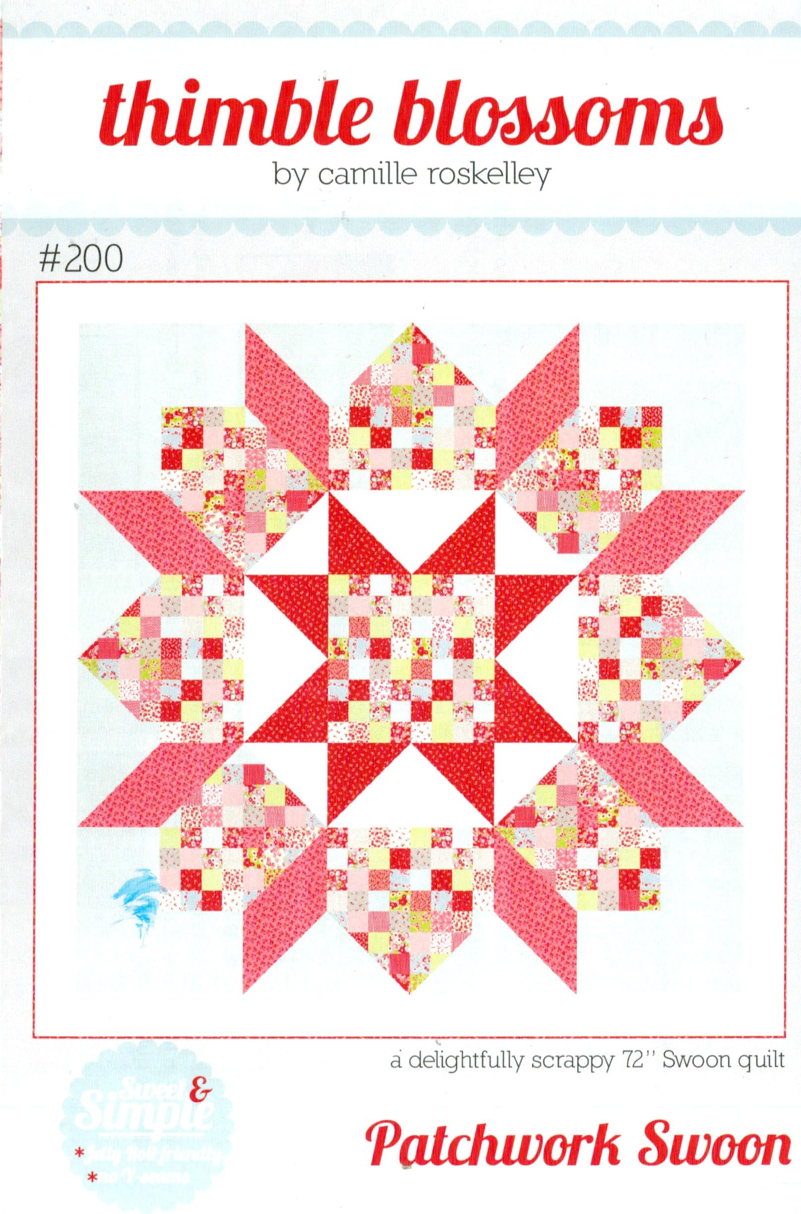 Patchwork Swoon Quilt Pattern, Jelly Roll 2.5" Strip Friendly, 72 Inch Square Finished Size