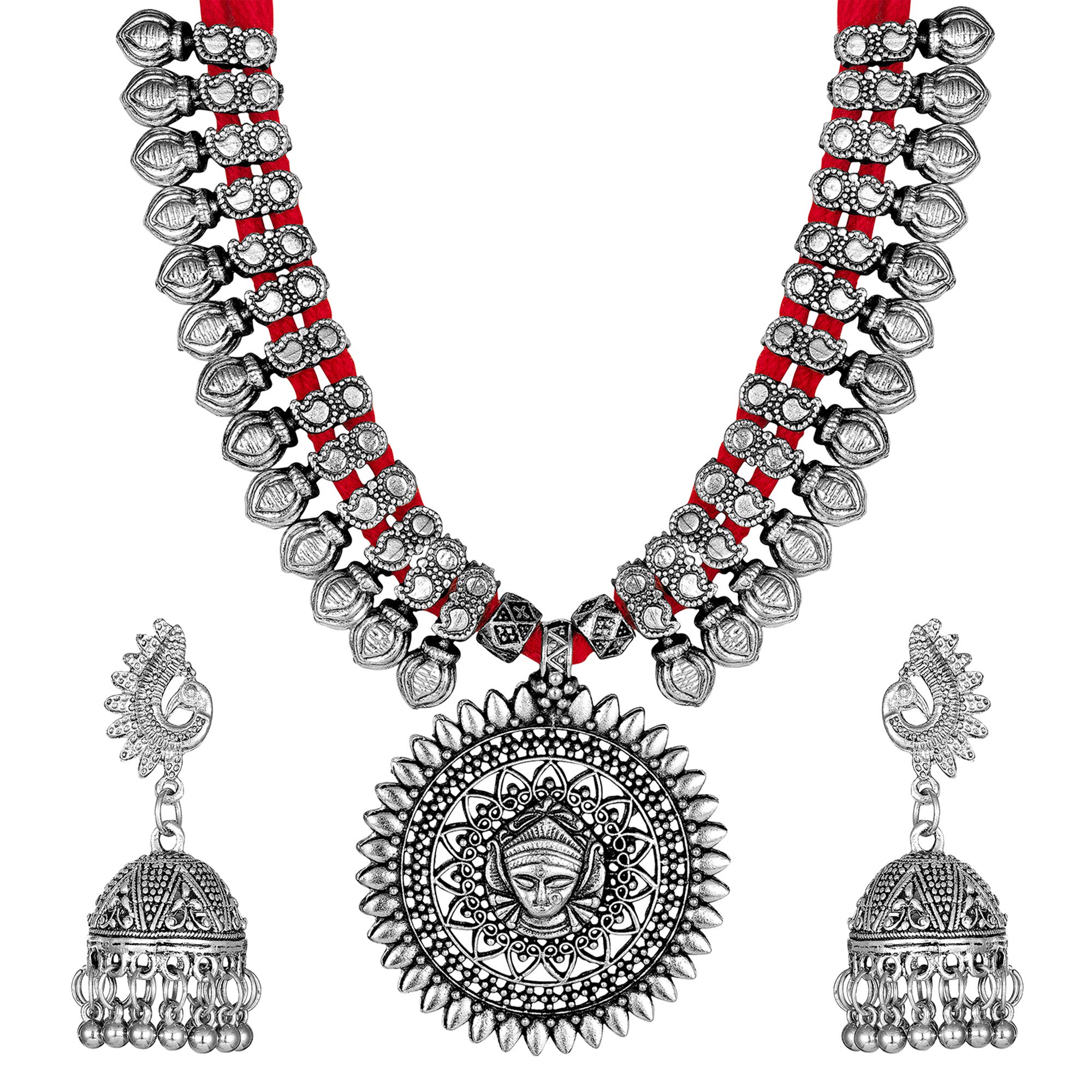 Oxidised Silver Antique Necklace Set