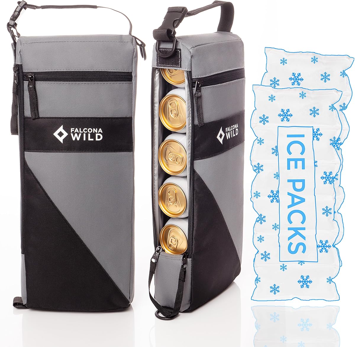 Golf Cooler Bag Plus 2 Ice Packs - Keeps Drinks Cold for Hours | Holds 6 Cans, Fits Discreetly in Golf Bags, Comfortable Carry Strap, Insulated Beer Sleeve, Useful Golf Accessories and Gifts