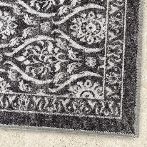Miniatura 98 de Antep Rugs - Alfombras antideslizantes (antideslizante) 5 x 7 con parte trasera de goma floral geométrica de bajo perfil para interiores