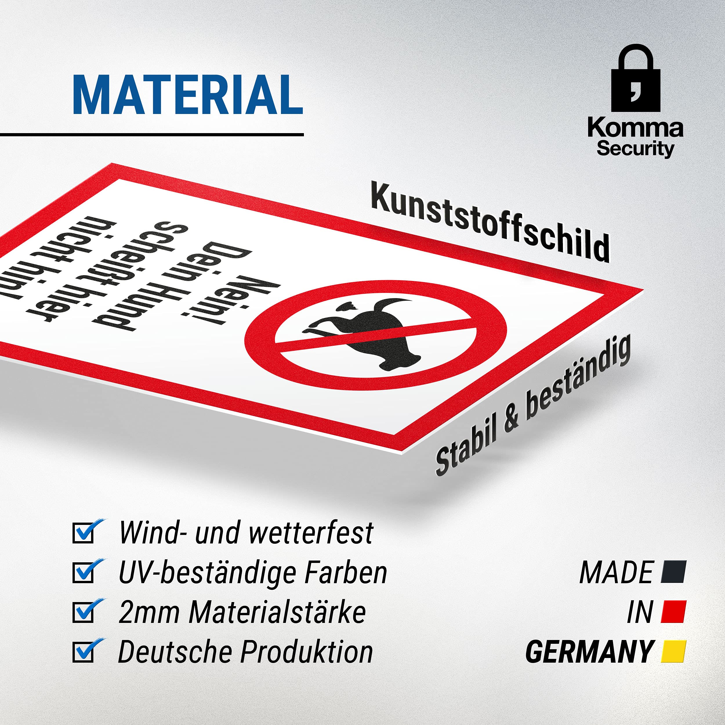 Komma Security Dog Sign "Du Scheißt hier nicht hin, Meadow Sign Hunde kacken verboten - Image 3