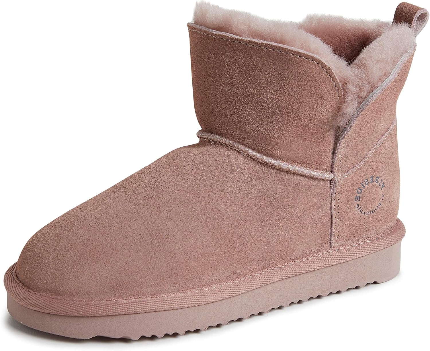 Fireside by Dearfoams Kids Bunbury Shearling Indoor/Outdoor Folddown Boot Fashion, Dusty Pink, 13 US Unisex Toddler