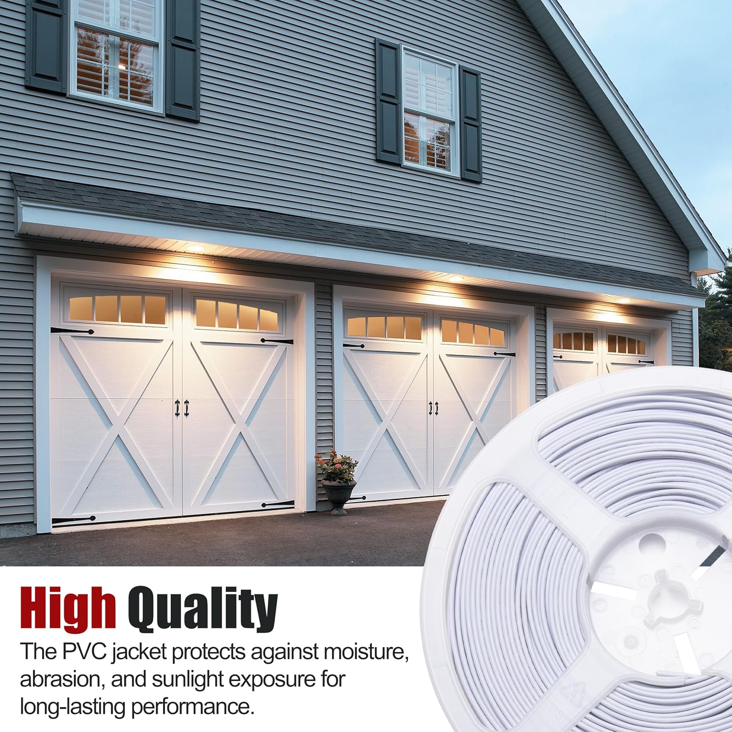 100 Feet Universal Garage Door Wire 2 Conductor Bell Wire Fits for Control Station/Sensors,24/2 AWG