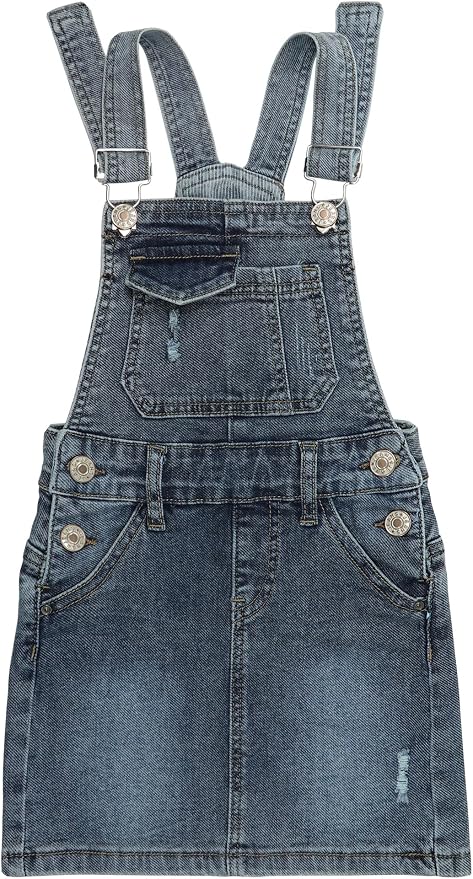 Robe Salopette Jean Bébé Fille - Broderie Fleurs Et Renard - KidsCool Space