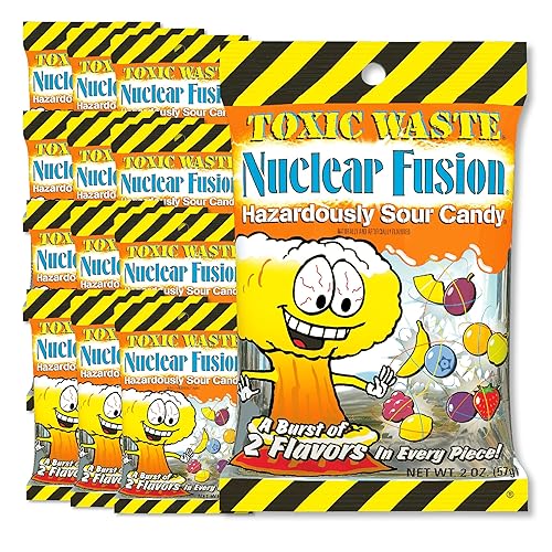 Vista 10 de TOXIC WASTE - Caramelo agrio peligroso de fusión nuclear - Sabores de frambuesa-limón, piña-maracuyá, uva, fresa, plátano-arándano y naranja-manzana