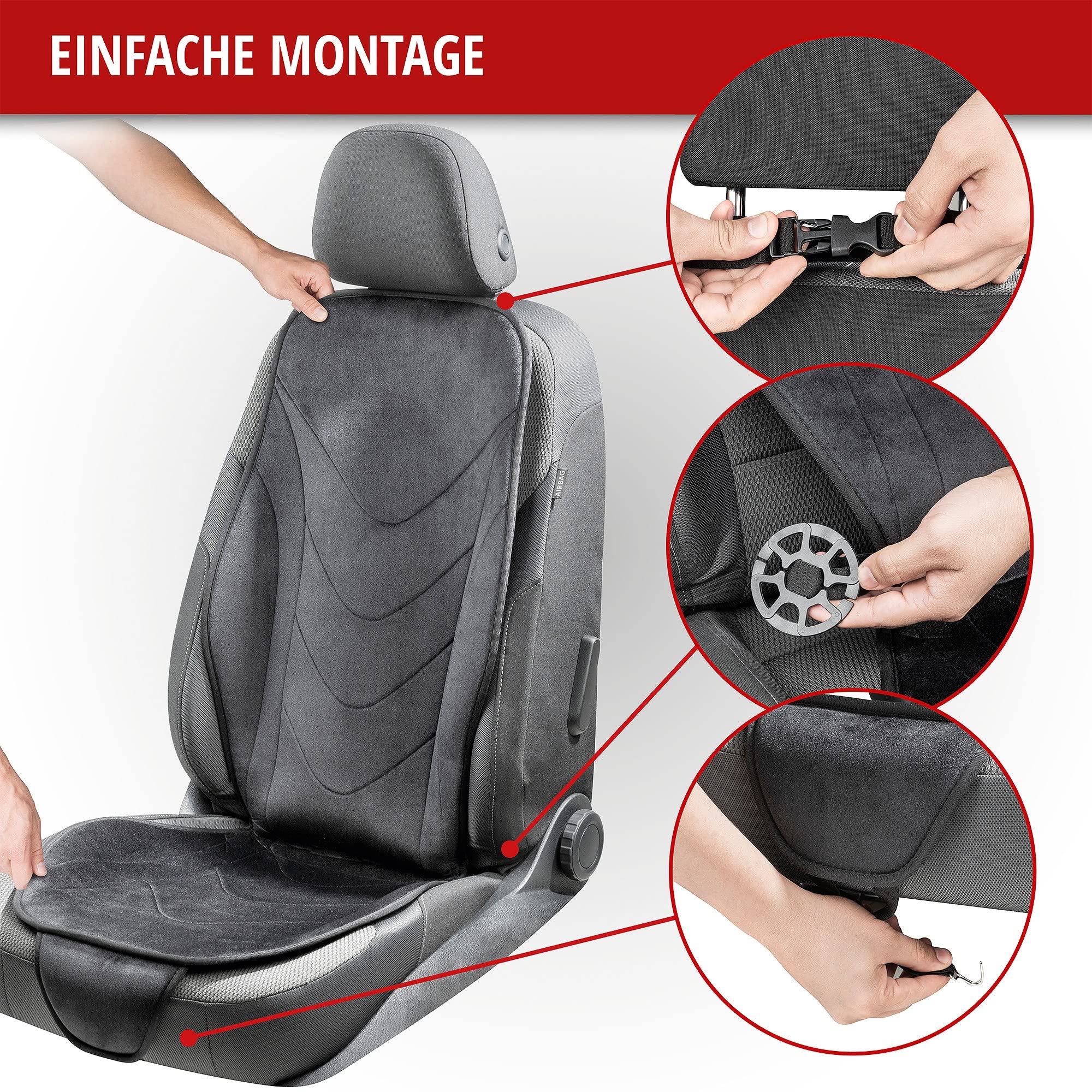 Couvre-Siège Auto Air Flow Walser – Ergonomique Avec Coussin D’Air, Protection Lombaire, Universel Noir