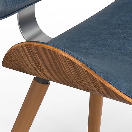 Miniatura 5 de SIMPLIHOME Marana Silla de comedor moderna de mediados de siglo de 18 pulgadas de ancho en piel sintética azul envejecida, para el comedor