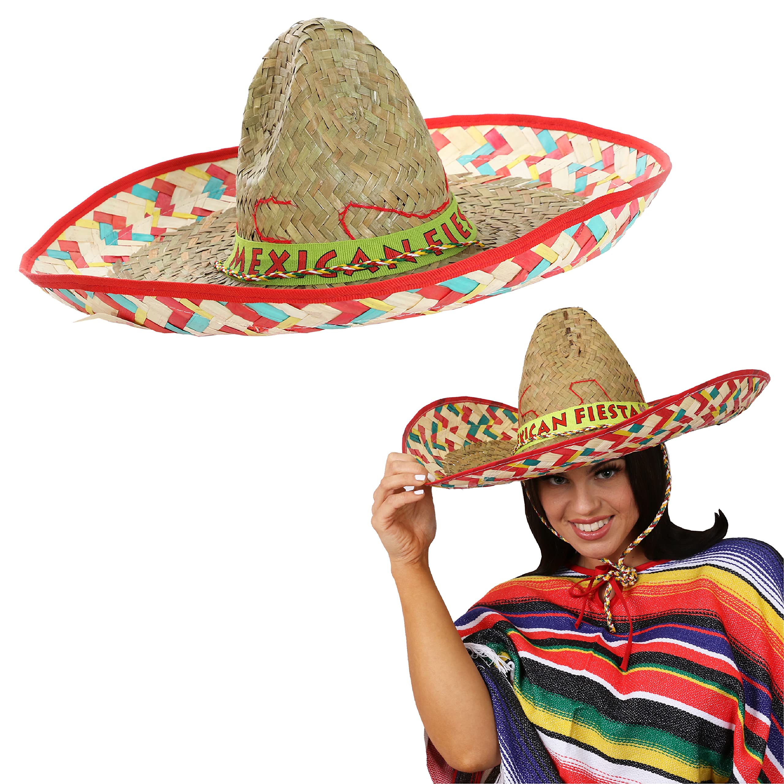 Sombrero de fiesta mexicana, sombrero mexicano multicolor, perfecto para fiestas temáticas mexicanas y otros eventos de disfraces