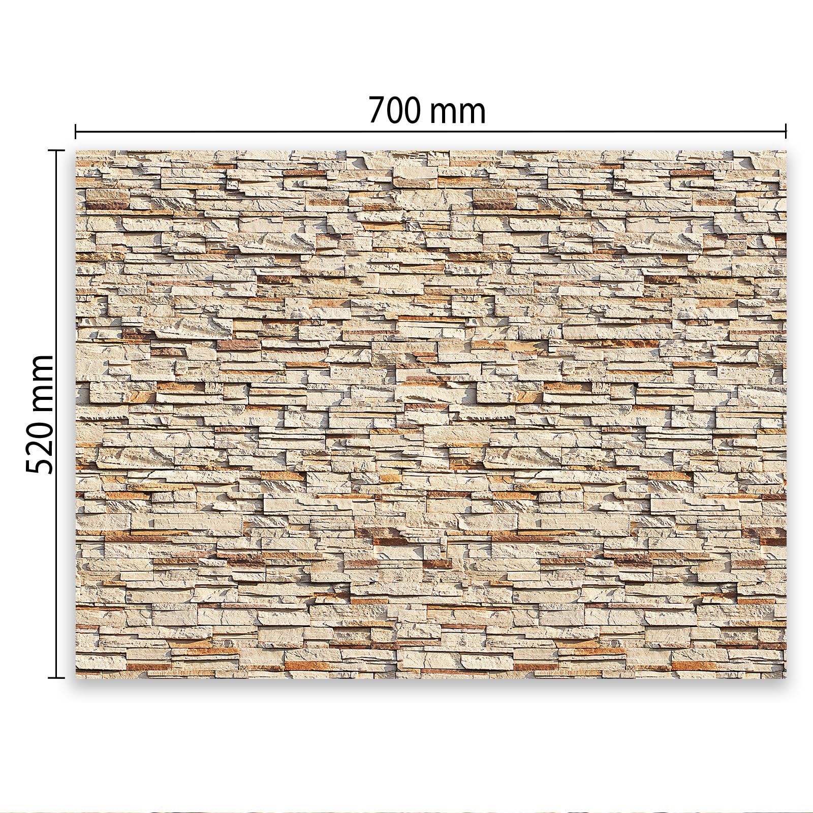 Protection plaque de cuisson, vitrocéramique, verre trempé, pour cuisinières électrique, à induction,planche à découper Mur en pierre monobloc 70x52 cm beige (111988)