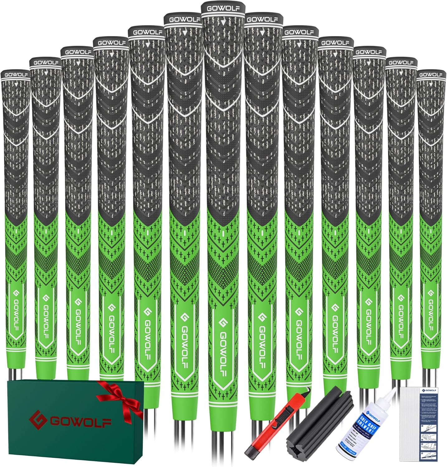 Gowolf Golf Grip Cord Rubber Multi-compound Golf Driver Irons Club Choose 13 Grips with 15pcs Tapes Or Full Kit choose one