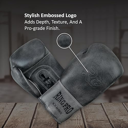 Miniatura 7 de Ring Pro Leather Lace-Up Cracker Boxing Gloves, for Training, Sparring, and Heavy Bag Work, Boxing, MMA, Kickboxing, Muay Thai, for Men and Women