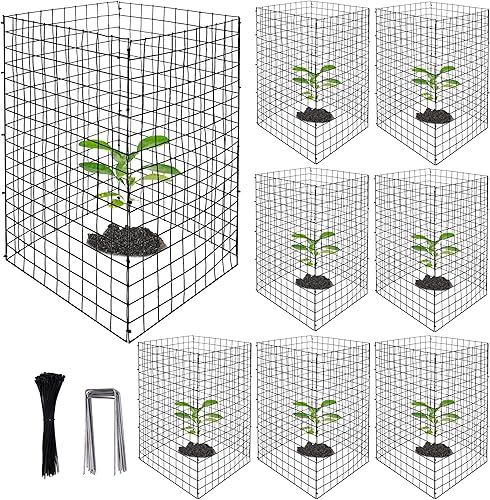 Miniatura 1 de Paquete de 8 protectores de alambre para plantas, 20 x 12 pulgadas, jaulas cuadradas de alambre de malla para plantas de jardín, barricadas de