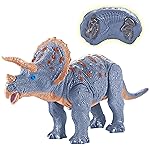 Liberty Imports Dino Planet Remote Control RC Walking Triceratops Dinosaur Toy with Shaking Head, Light Up Eyes and Sounds for Kids