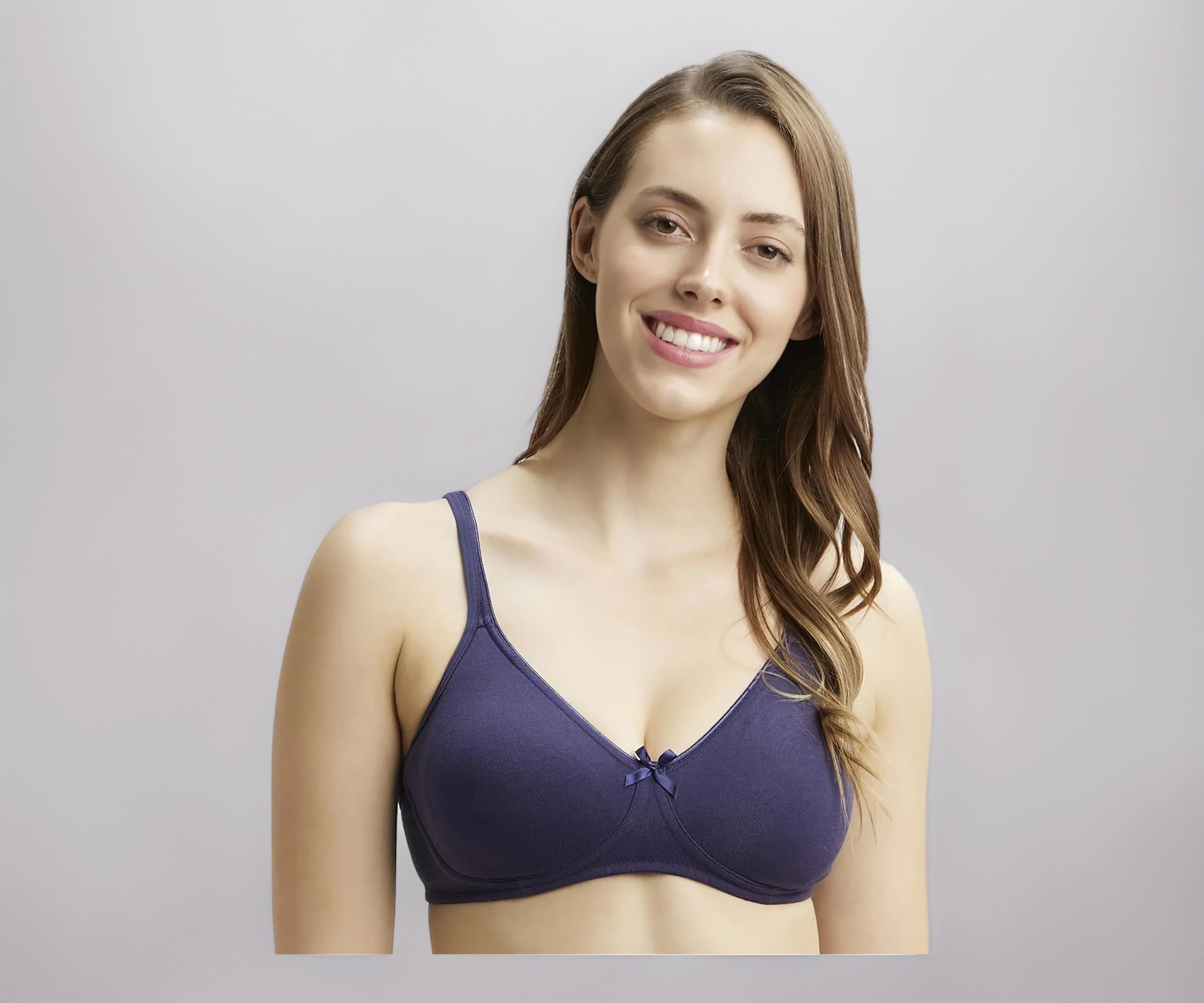 1722 Women's Wirefree Non Padded Super Combed Cotton Elastane Stretch Medium Coverage Everyday Bra with Concealed Shaper Panel and Adjustable Straps