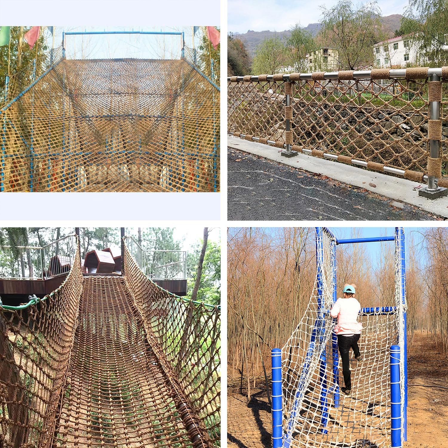 Kids Playground Hemp Rope Net,Heavy Duty Play Safety Netting,Playground Fence Protective Mesh,Rope Bridge Rope Ladder Climbing Net,Truck Cargo Net Cover,Child (Size:5M×6M(16.4FT×19.7FT),Color:Jute)