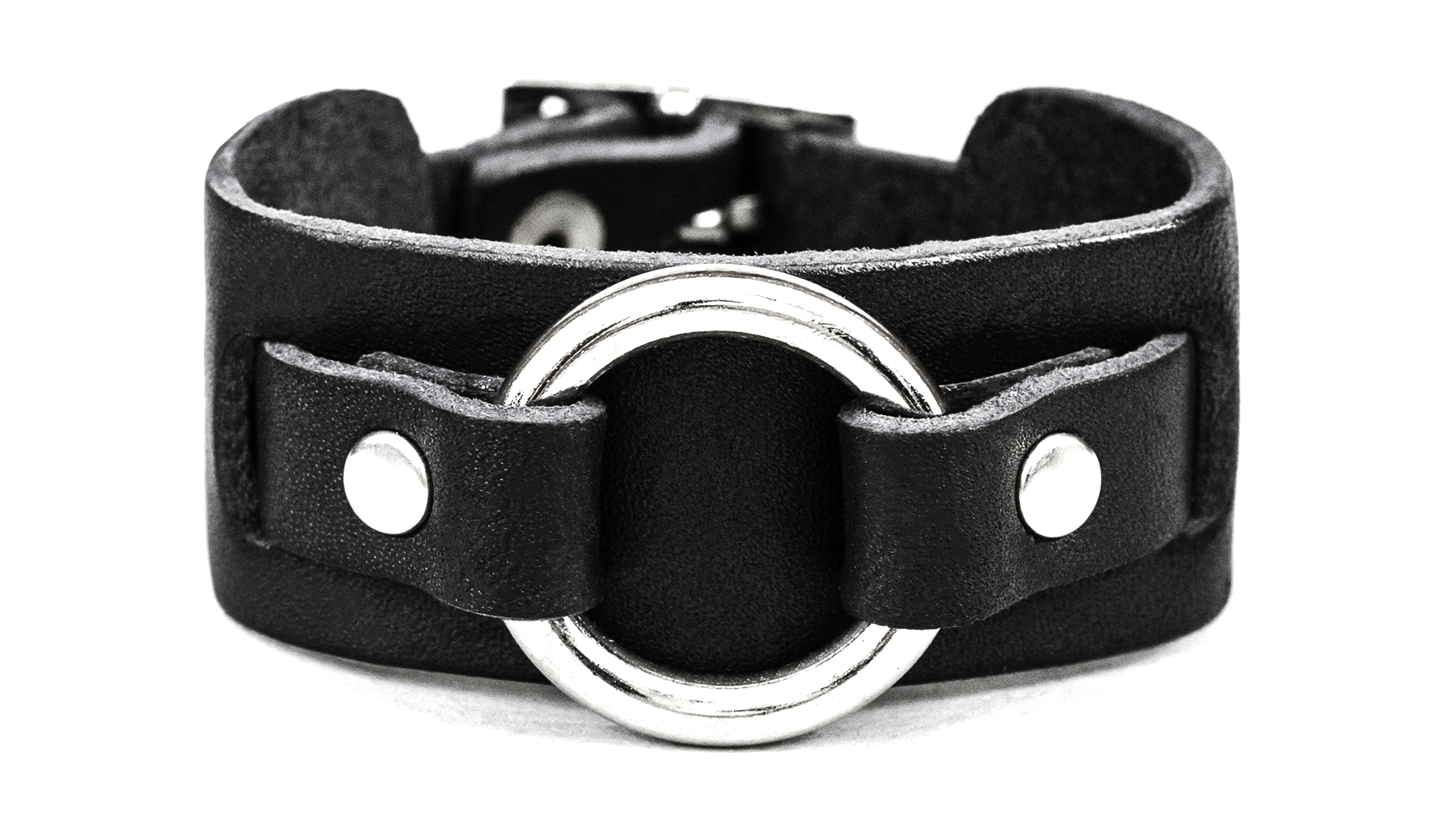 Leather cuff bracelet with o-ring for men or women, Handmade UA